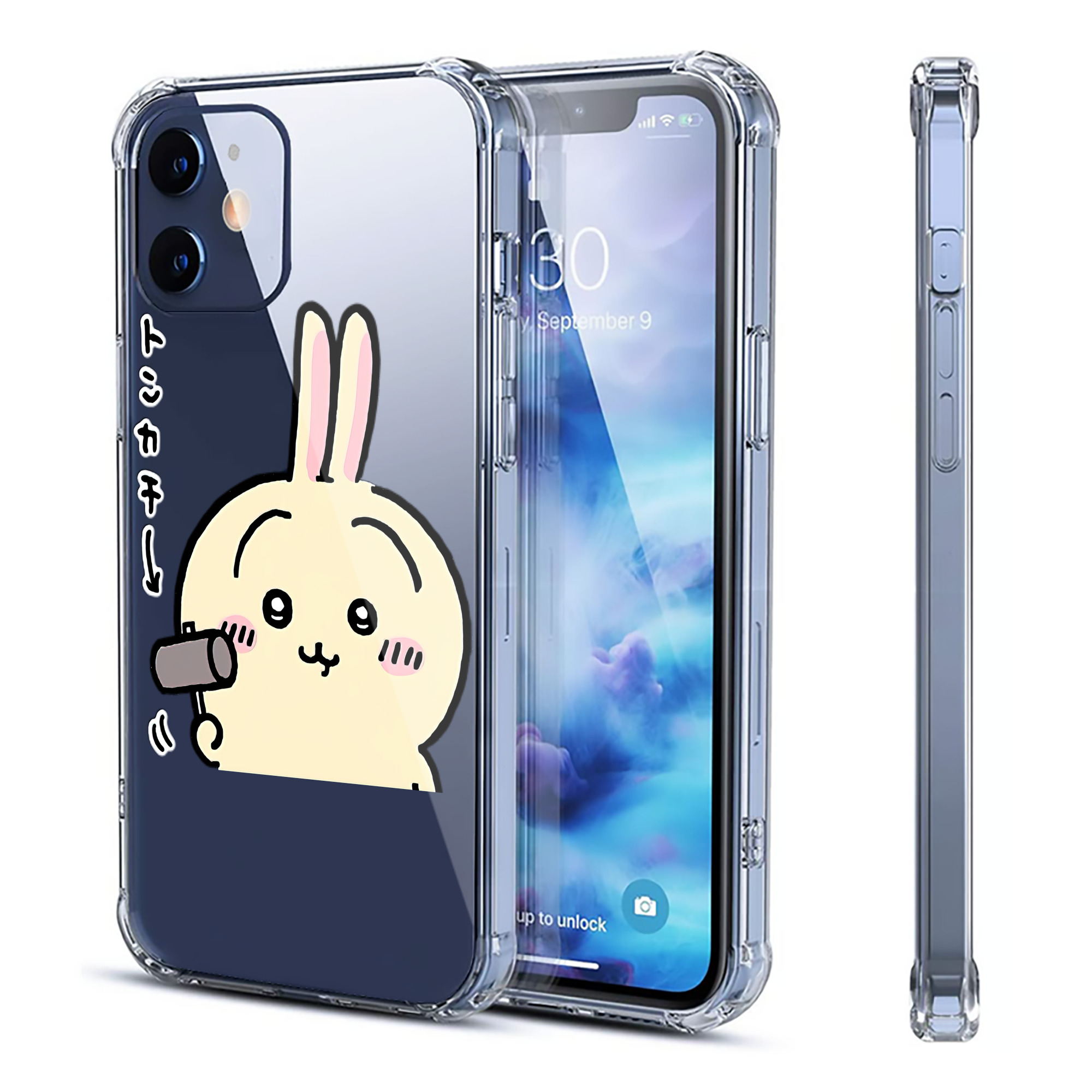 （画像用） ちいかわ うさぎ Chii-kawa usagi 【iPhone 12シリーズ対応】透明スマホケース（クリアソフトケース）